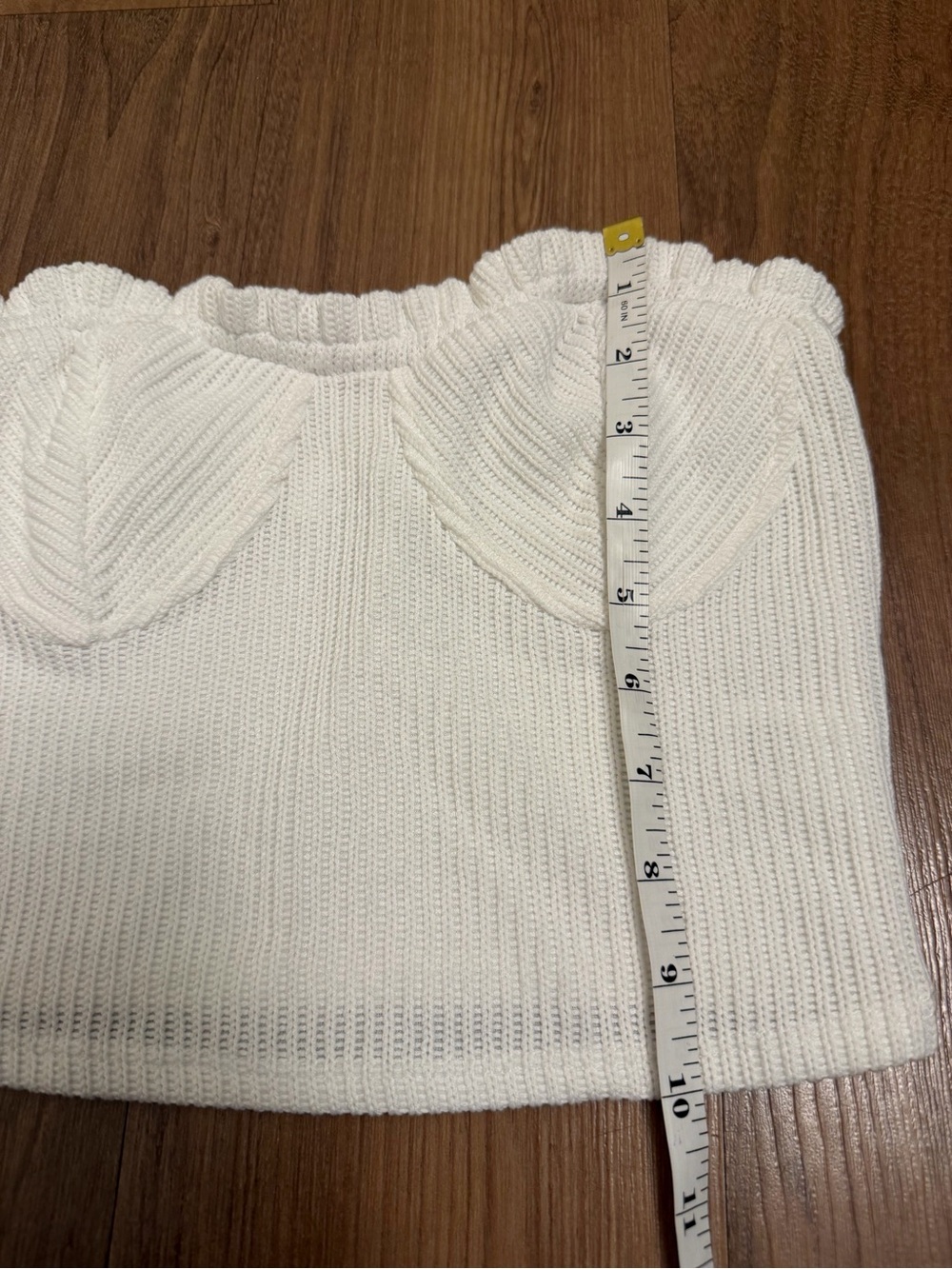 Knit Strapless Bustier Crop Top in Cream - Picture 6 of 6